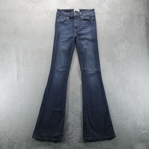 Paige Jeans Womens 27 Blue High Rise Bell Canyon Flare Dark Wash Stretch Denim